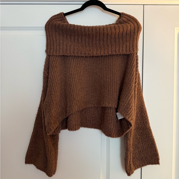 Altar'd State Chocolate Off-Shoulder Sweater - Picture 1 of 2